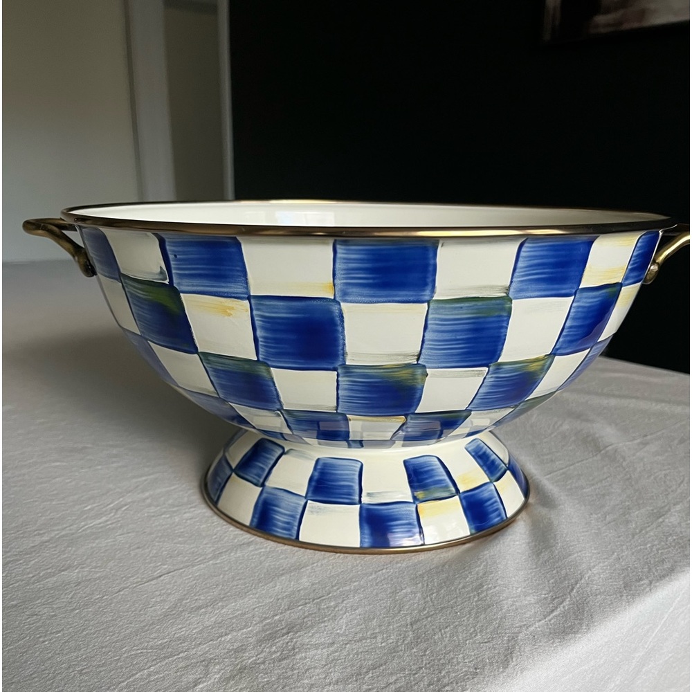 Mackenzie Childs Royal Check Enamel Everything Bowl